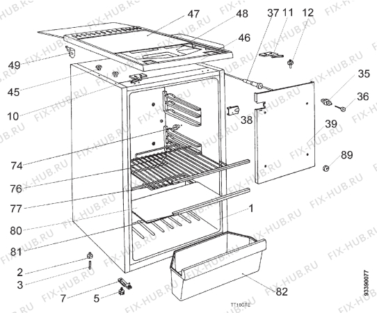 Взрыв-схема холодильника Aeg S1600-4TK - Схема узла Section 1